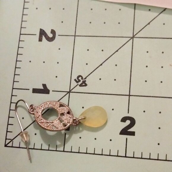 Filigree Dangle Earrings Teardrop Beads Art Deco Vintage Style - Picture 3 of 4